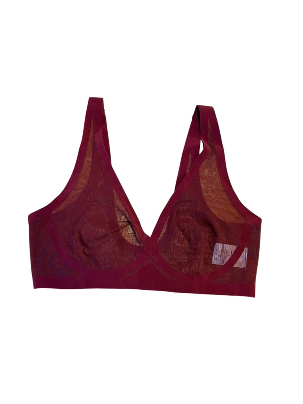Sheer Mesh Wireless Bralette Burgundy Red NWT Size M EBY